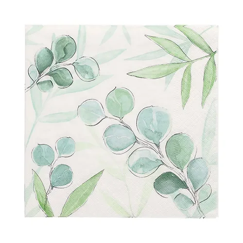 Servetten 3-laags 1/4 vouw 33 cm x 33 cm “Eucalyptus Twigs”