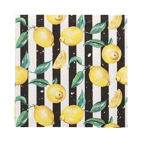 Servetten 3-laags 1/4 vouw 33 cm x 33 cm “Citrus Lines”