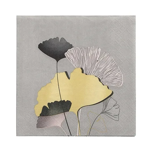 Servetten 3-laags 1/4 vouw 33 cm x 33 cm “Golden Ginko”