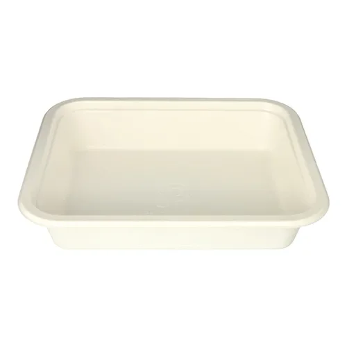 Gastronormbakken GN 1/2, suikerriet met PLA-coating hoekig 4 l 6,5 cm x 32,5 cm x 26,5 cm wit