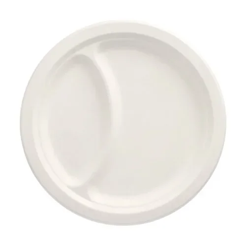 Borden van suikerriet “pure” 2-vaks Ø 23 cm x 2 cm wit