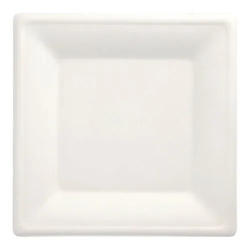 Borden van suikerriet “pure” hoekig 26 cm x 26 cm wit