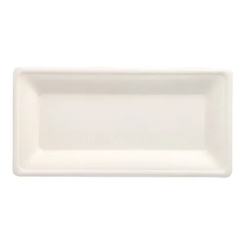 Borden van suikerriet “pure” hoekig 13 cm x 26 cm wit