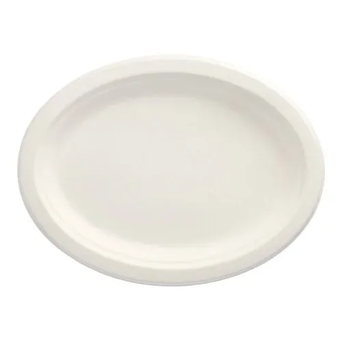 Borden van suikerriet “pure” ovaal 26 cm x 20 cm x 2 cm wit