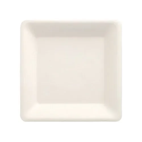 Borden van suikerriet “pure” hoekig 15,5 cm x 15,5 cm wit