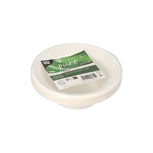 Schalen, suikerriet “pure” 380 ml Ø 15,5 cm x 4,6 cm wit