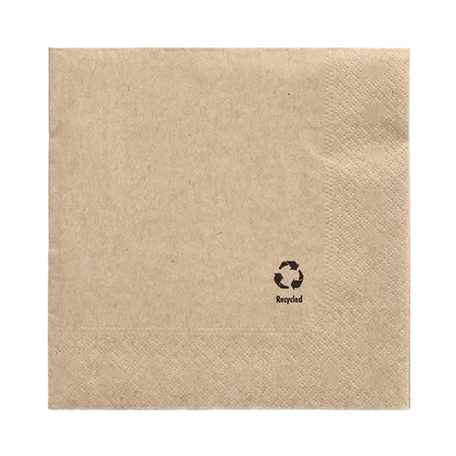 Servetten 3-laags 1/4 vouw 33 cm x 33 cm natuur gemaakt van gerecycled papier