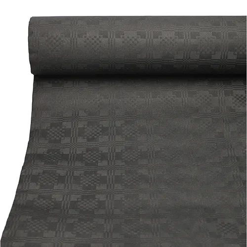 Tafelkleed papier met damastprint 50 m x 1 m zwart