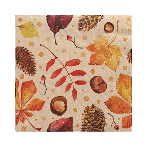 Servetten 3-laags 1/4 vouw 33 cm x 33 cm natuur Höstlöv gemaakt van gerecycled papier