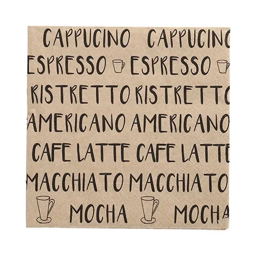 Servetten 3-laags 1/4 vouw 33 cm x 33 cm natuur “Coffee Specialities” gemaakt van gerecycled p