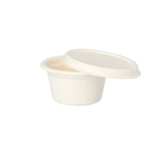 Dressingschaaltjes, suikerriet “pure” 60 ml Ø 6 cm x 3 cm wit