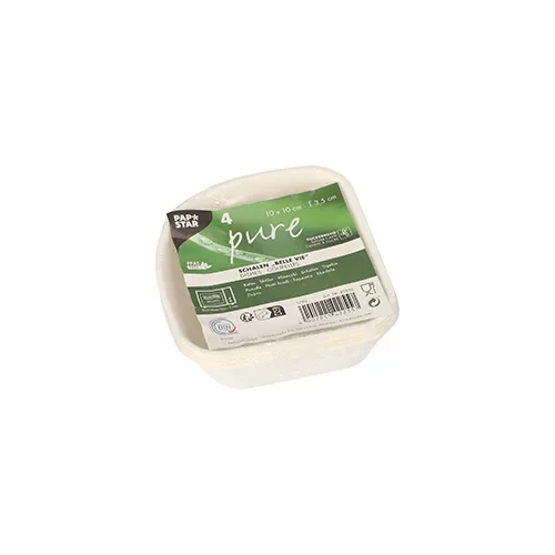 Schalen, suikerriet “pure” 3,5 cm x 10 cm x 10 cm wit “Belle Vie, Ligne Carrée”