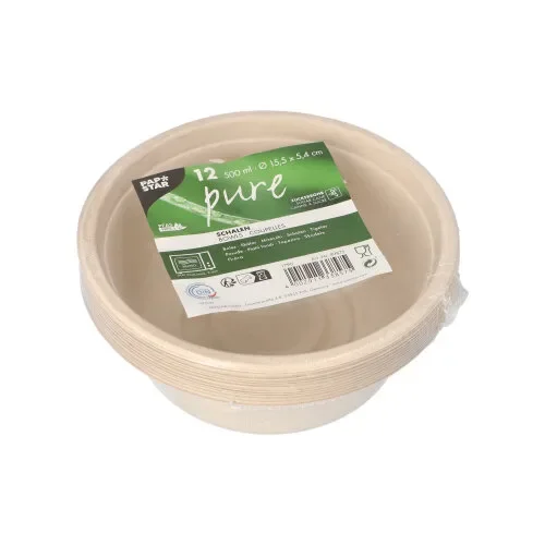 Schalen, suikerriet “pure” 500 ml Ø 15,5 cm x 5,4 cm natuur