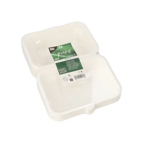 Menuboxen suikerriet “pure” 1-vaks 6 cm x 18 cm x 12,5 cm wit