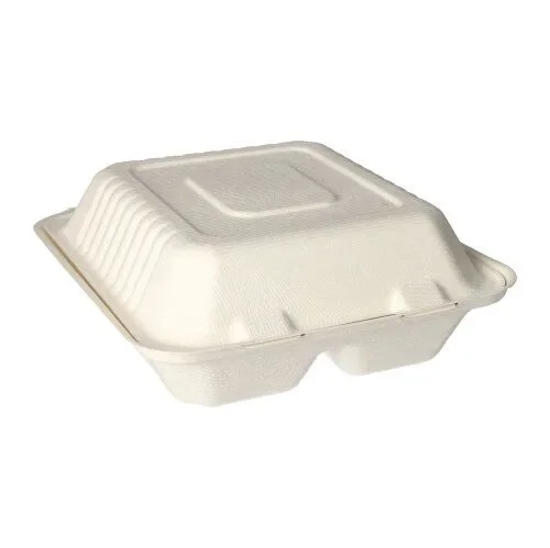 Menuboxen suikerriet “pure” 2-vaks 7,7 cm x 20 cm x 22 cm wit