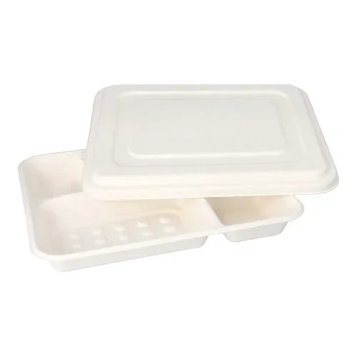 Menuschaal, suikerriet “pure” 5-vaks 3,7 cm x 22 cm x 28,2 cm wit