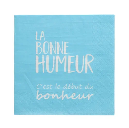 Servetten 3-laags 1/4 vouw 33 cm x 33 cm blauw La Bonne Humeur