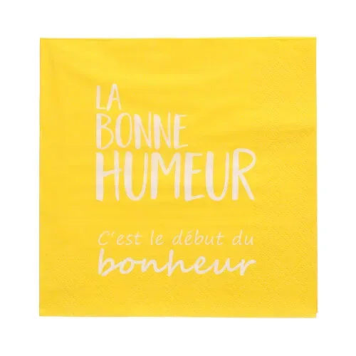 Servetten 3-laags 1/4 vouw 33 cm x 33 cm geel La Bonne Humeur