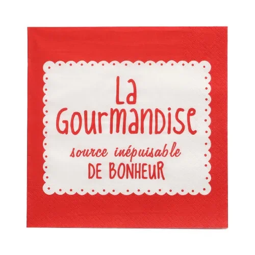 Servetten 3-laags 1/4 vouw 33 cm x 33 cm rood La Gourmandise