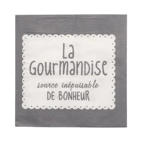 Servetten 3-laags 1/4 vouw 33 cm x 33 cm grijs La Gourmandise
