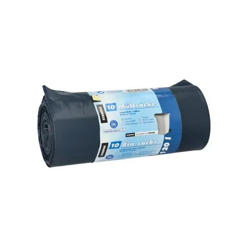 Industriezakken, LDPE “blauer Engel” 120 l 110 cm x 70 cm blauw/zwart