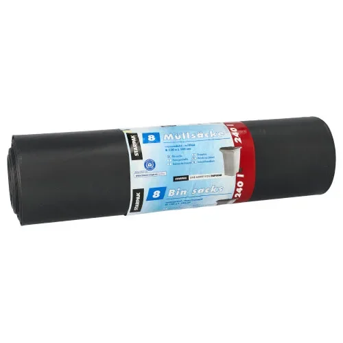 Industriezakken, LDPE “blauer Engel” 240 l 145 cm x 120 cm zwart