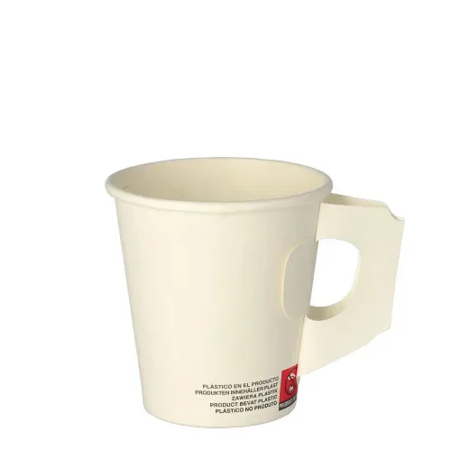 Drinkbekers met handgreep, karton 0,18 l Ø 7,3 cm x 7,8 cm wit