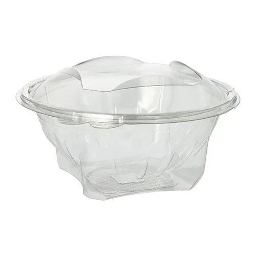 Saladeschalen met deksels, R-PET rond 1000 ml Ø 18,5 cm x 7,8 cm glashelder
