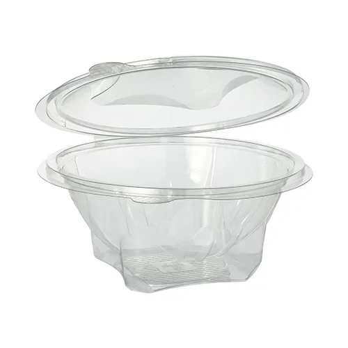 Saladeschalen met deksels, R-PET rond 750 ml Ø 17,4 cm x 7,3 cm glashelder