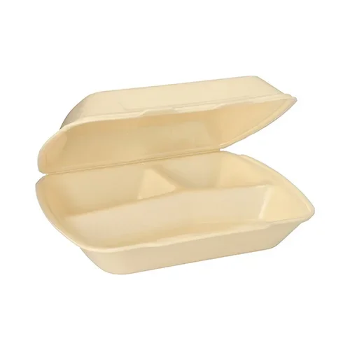 Menuboxen met deksel, Xps 3-vaks 7,5 cm x 24,3 cm x 20,8 cm creme