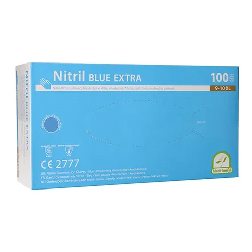 Medi-Inn Handschoenen Nitril poedervrij blauw “Blue Extra” Maat maat XL