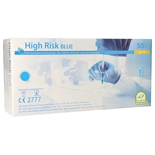 Medi-Inn Handschoenen Nitril poedervrij “High Risk” blauw Maat maat S