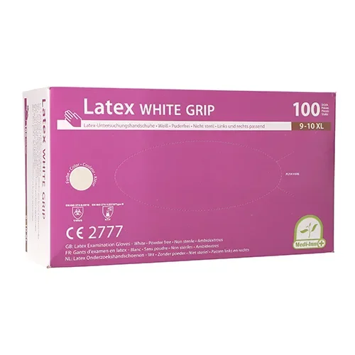 Medi-Inn Handschoenen Latex poedervrij “White Grip” natuur Maat maat XL