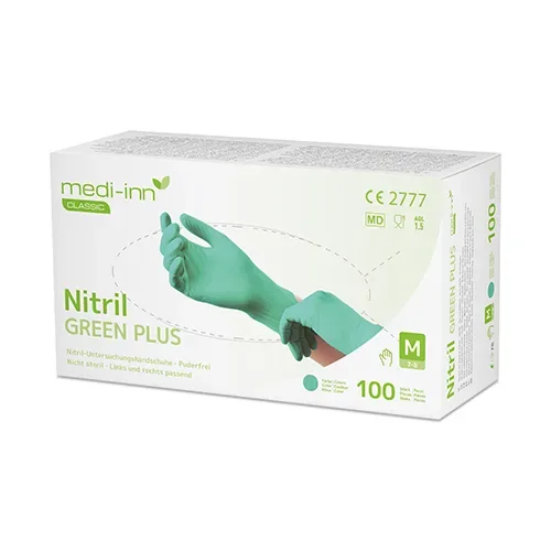 Medi-Inn Classic Handschoenen Nitril poedervrij “Green Plus” groen maat M
