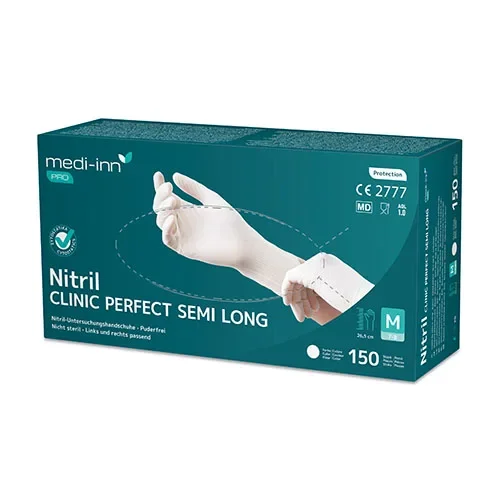 Medi-Inn Pro Handschoenen Nitril poedervrij “Clinic Perfect Semi-Long” wit Maat maat XL