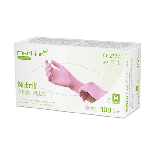 Medi-Inn Classic Handschoenen Nitril poedervrij roze “Nitril Pink Plus” maat M