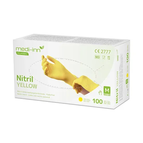 Medi-Inn Classic Handschoenen Nitril poedervrij geel “Nitril Yellow” maat M