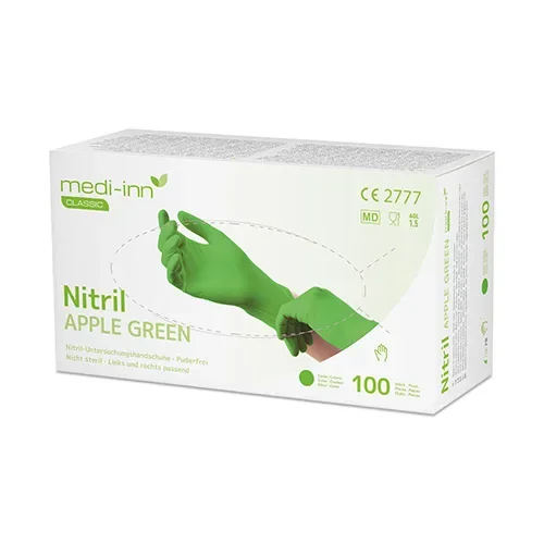 Medi-Inn Classic Handschoenen Nitril poedervrij lime “Nitril Apple Green” maat XS