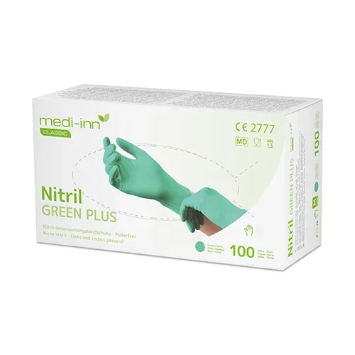 Medi-Inn Classic Handschoenen Nitril poedervrij “Green Plus” groen maat XS
