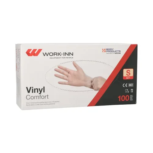 Work-inn/PS Handschoenen Vinyl poedervrij Comfort transparant Maat maat S