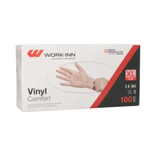 Work-inn/PS Handschoenen Vinyl poedervrij Comfort transparant Maat maat XL