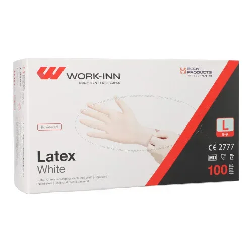 Work-inn Handschoenen Latex gepoederd White wit/natuur maat L