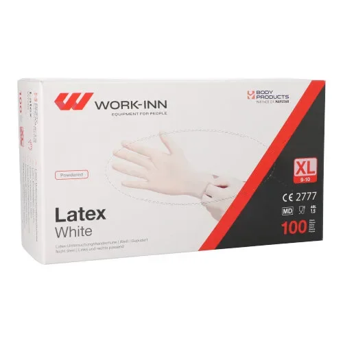 Work-inn Handschoenen Latex gepoederd White wit/natuur Maat maat XL