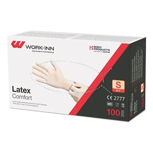 Work-inn Handschoenen Latex poedervrij Comfort wit/natuur Maat maat S