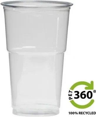 Bekers 300/350 ml, rPET Ø 7,8 x 12,3 cm transparant PET360
