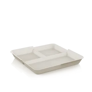 Herbruikbare borden 3-vaks Circulplate 1000 ml, PP 23,4 x 23,4 x 2,95 cm beige graphite "Circul