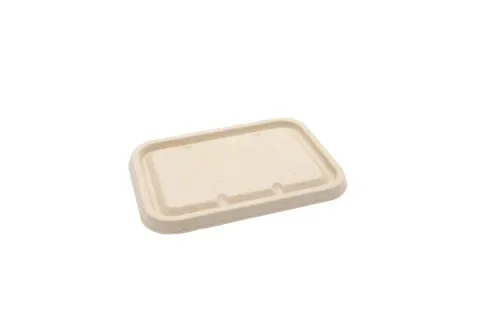 Deksels voor maaltijdbakken, suikerriet 18,2 x 13,1 cm beige