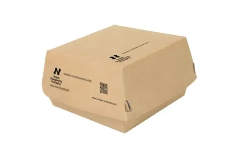 Hamburgerboxen groot, karton 11,5 x 11 x 7,8 cm bruin Notpla