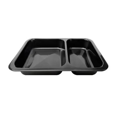 Menuschalen 2-vaks, rPP 22,7 x 17,8 x 3,2 cm zwart