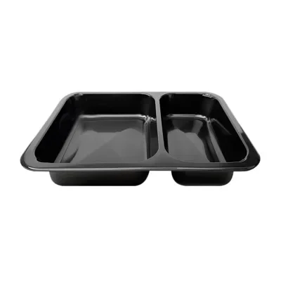 Menuschalen 2-vaks, rPP 22,7 x 17,8 x 4,9 cm zwart